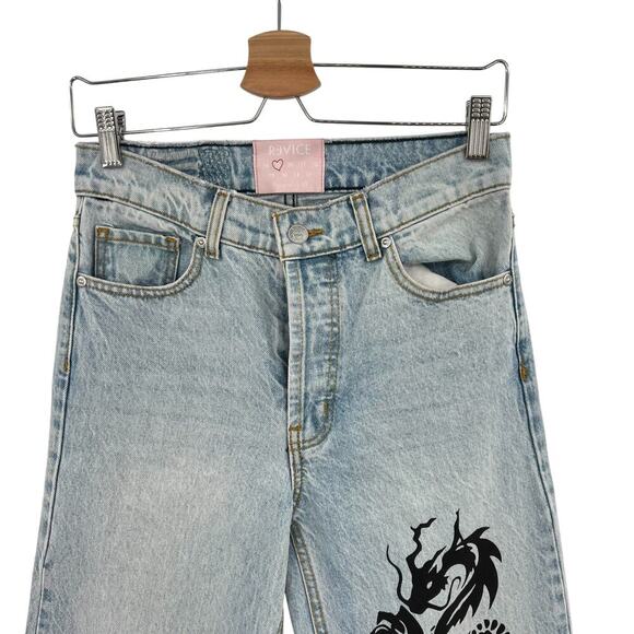 Revice Denim Super 80's 1984 Dragon Graphic Print Jeans Light Wash Blue Size 25 - Picture 3 of 12
